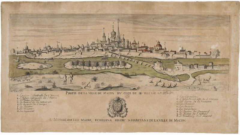 Profil de la ville de Mâcon du côté de Bresse, André Le Brun, 1ère moitié 18e siècle