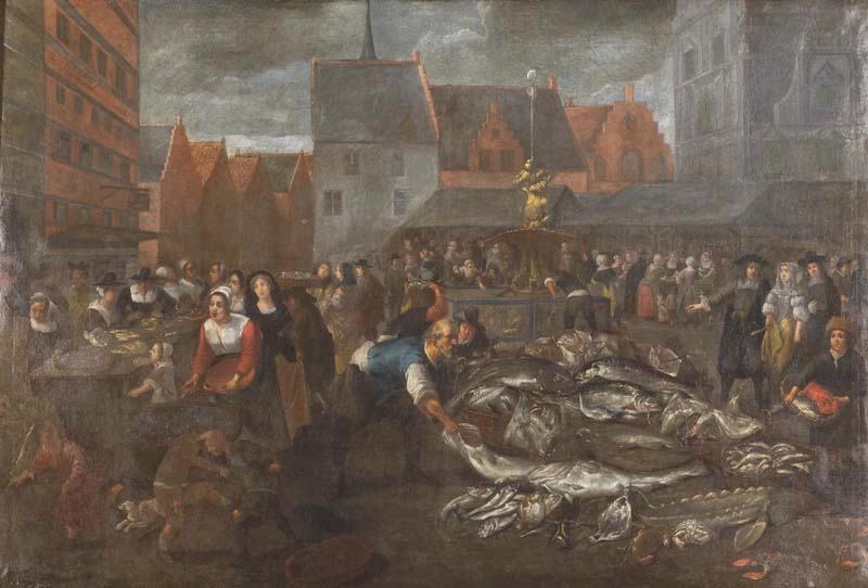 Marché à Anvers, Mattheus van Helmont, 17e siècle