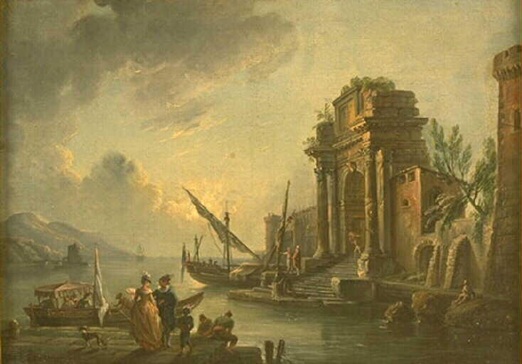 Paysage imaginaire, Jean-Baptiste Lallemand, 18e siècle