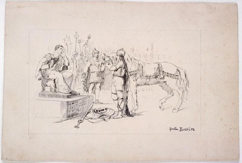 Chef gaulois (Vercingétorix) déposant les armes devant un romain (César)_0