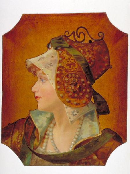 Tête de femme de profil, Gaston Bussiere, 4e quart 19e siècle, 1er quart 20e siècle