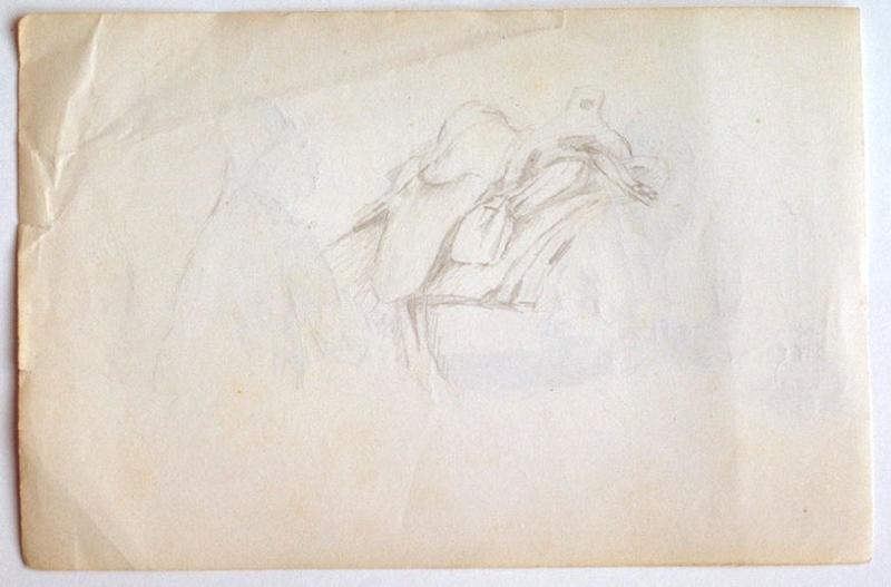 Joueur de cartes à la lampe à pétrole (recto) ; Etude de selle de cheval (verso)_1