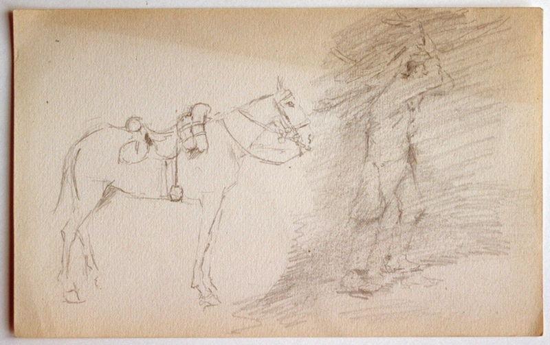 Deux études : cheval et soldat, Gaston Bussière, 1880 vers