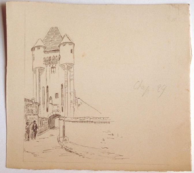 La France en bicyclette, dessin non retenu pour le chapitre 29, Gaston Bussière, 1894