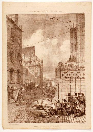 Souvenirs des journées de juin 1848 ; Barricade de la rue Clovis, Charles Edouard de Beaumont, 19e siècle