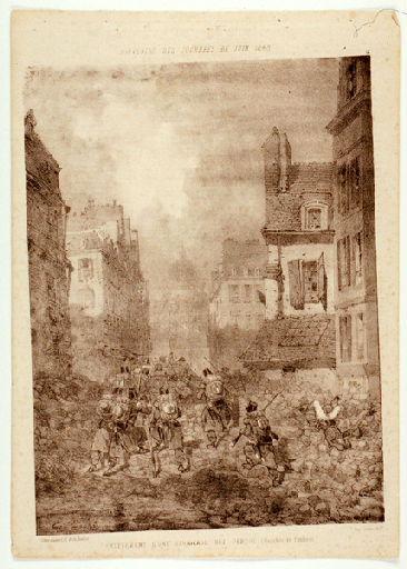 Souvenirs des journées de juin 1848 ; Enlèvement d'une barricade rue Perdue, Charles Edouard de Beaumont, 19e siècle