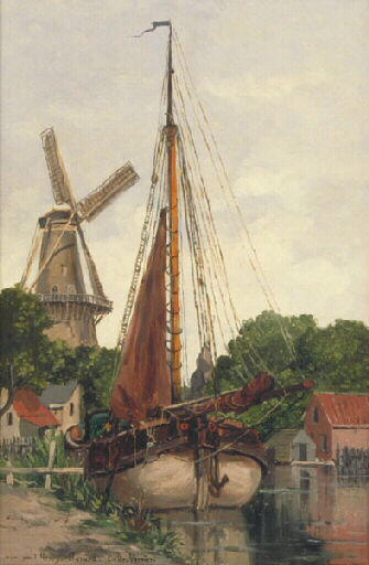 Paysage hollandais, Emile Louis Vernier, 2e moitié 19e siècle