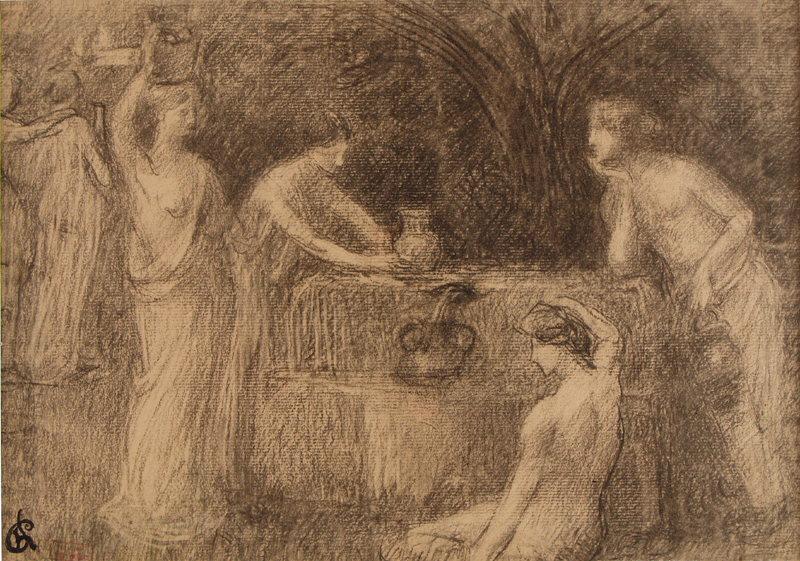 Femmes à la fontaine, Hippolyte Petitjean, 4e quart 19e siècle, 1er quart 20e siècle