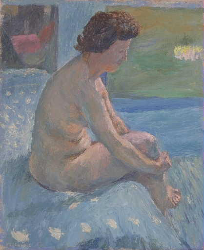 Nu assis (Au verso : L'Homme au piano (huile sur toile)), Louis Thibaudet, 20e siècle