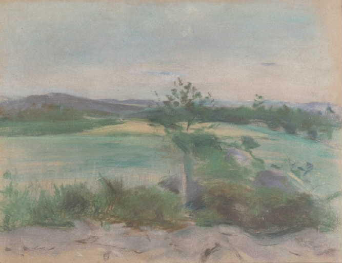Paysage à l'arbre (pastel au recto) ; Nature morte au compotier (pastel au verso)_0