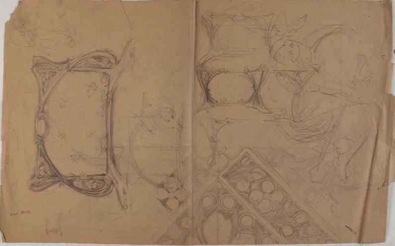 Etude d'assiette (au recto) ; Etude de bois de lit (au verso), Georges Mathey, 1er quart 20e siècle