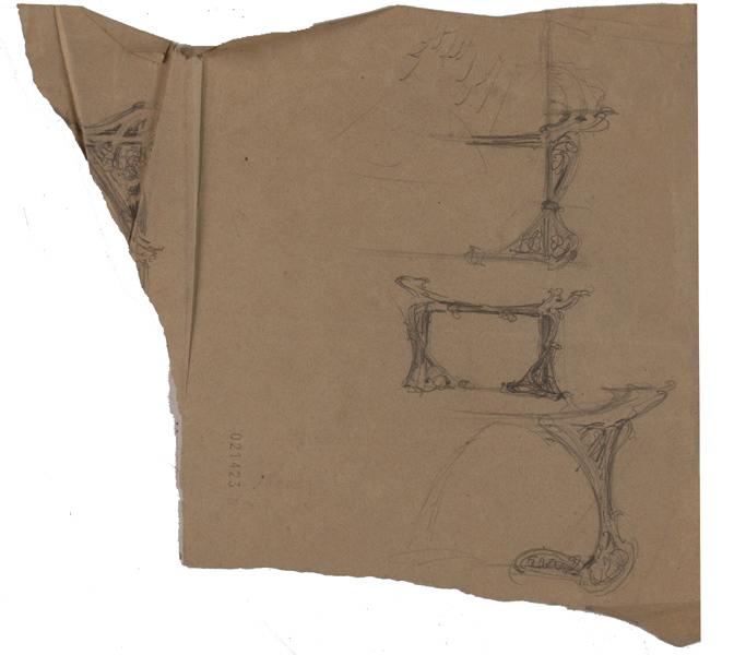 Etude de théière (au recto) ; Etude de bois de lit (au verso. Doute sur l'identification), Georges Mathey, 1er quart 20e siècle