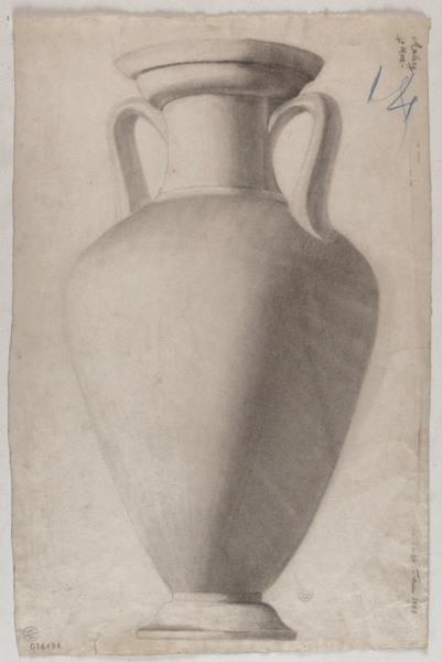 Dessin d'une cruche à deux anses, Georges Mathey, 1900,1901