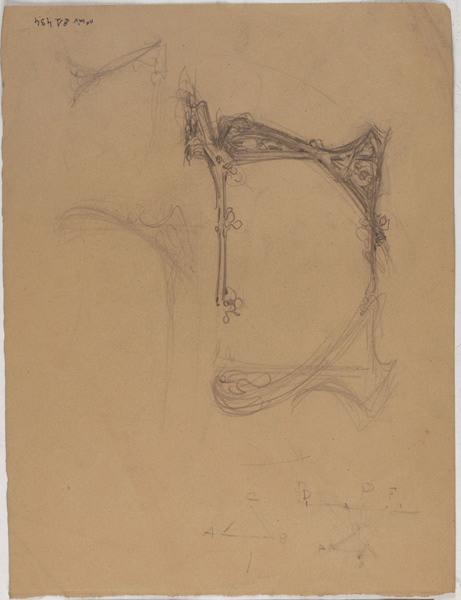 Esquisse pour une théière (au recto) ; Etude de bois de lit (au verso. Doute sur le sujet)_1