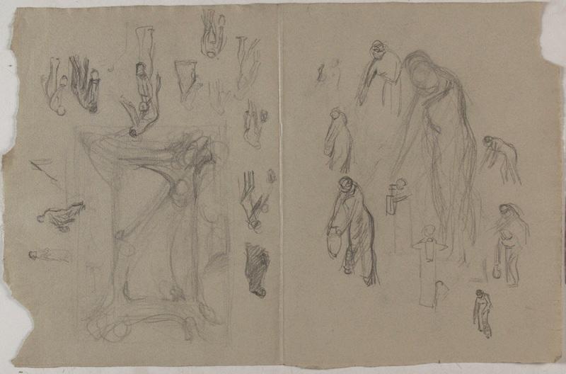 Esquisses de personnages (au recto) ; Esquisses de personnages (au verso), Georges Mathey, 1er quart 20e siècle