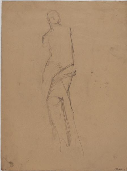 Etude d'après l'antique (La Vénus de Milo) (au recto) ; Etude d'après l'antique (La Vénus de Milo) (au verso), Georges Mathey, 1er quart 20e siècle