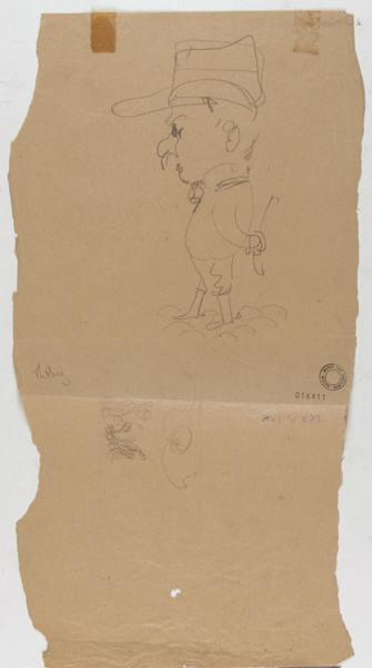 Caricature (au recto) , plusieurs études (au verso), Georges Mathey, 1er quart 20e siècle