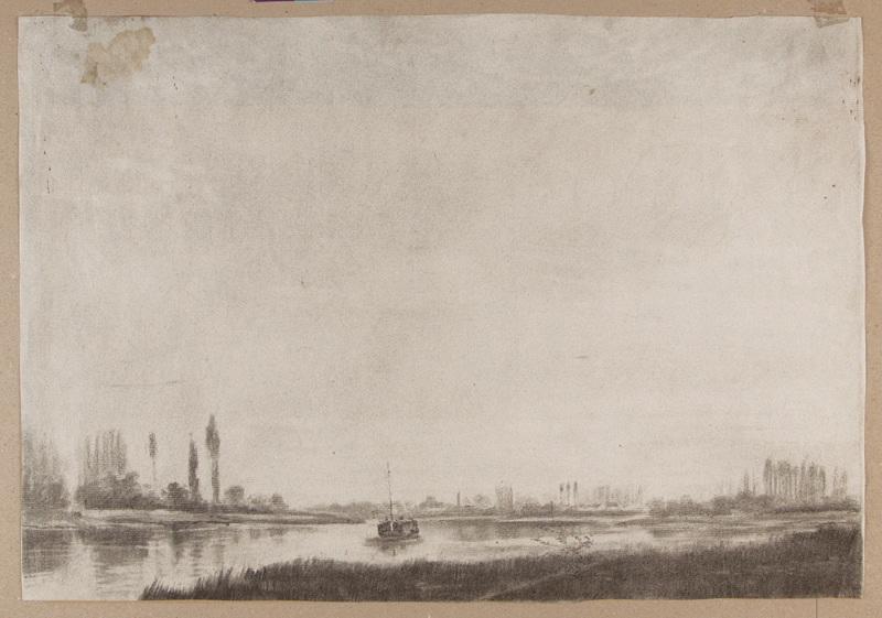 Péniche sur la Saône, Georges Mathey, 4e quart 19e siècle, 1er quart 20e siècle
