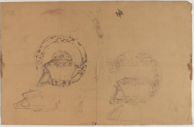Etudes d'assiettes et de théières (au recto), Georges Mathey, 1er quart 20e siècle