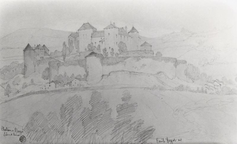 Vue du Château de Berzé le Châtel, Emile Sagot, 1ère moitié 19e siècle
