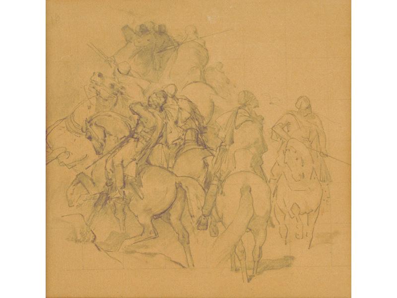Groupe de cavaliers arabes, Paul Delamain, 19e siècle