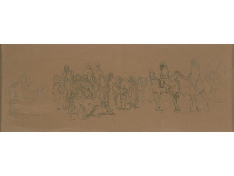 Groupe de cavaliers arabes (étude), Paul Delamain, 19e siècle