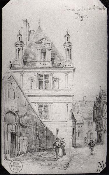 Dijon ancien et moderne : Maison de la rue St Martin - Dijon, Emile Sagot, 1ère moitié 19e siècle