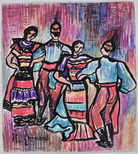 Danse folklorique (recto) ; Fées et corne d'abondance (verso), Johé Gormand, 1955