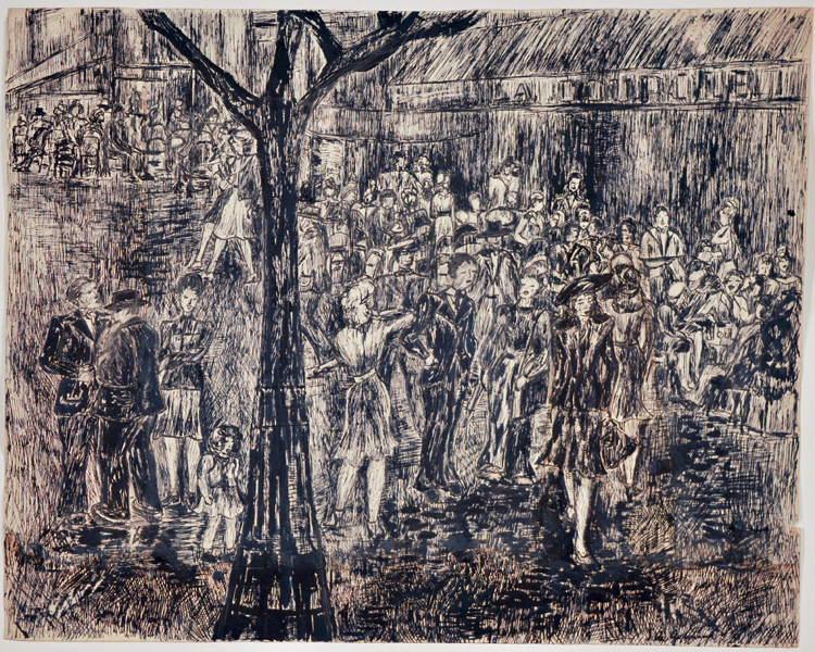 Montparnasse (encre de Chine) ; La Coupole, Johé Gormand, 1939
