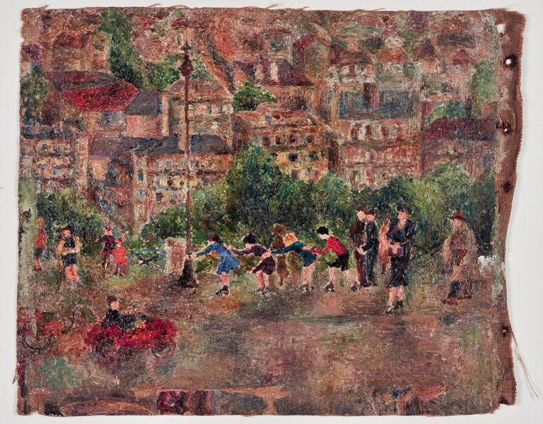 Scène de rue (recto) ; Nature morte (verso), Johé Gormand, 2e quart 20e siècle, 3e quart 20e siècle