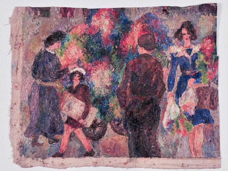 Scène de rue (marché aux fleurs), Johé Gormand, 2e quart 20e siècle, 3e quart 20e siècle