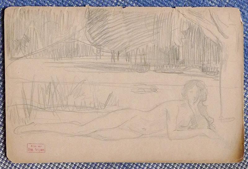 Femme au bain avec saules, Hippolyte Petitjean, 1er quart 20e siècle