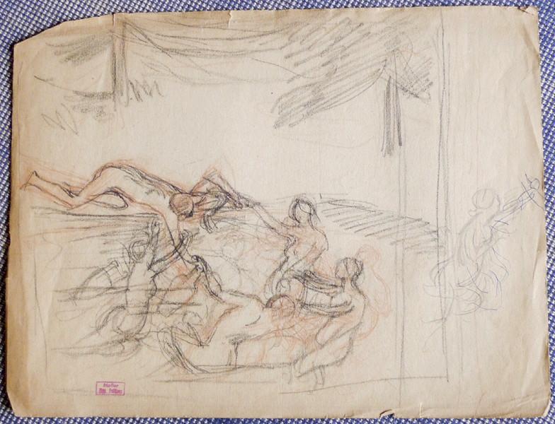 Etude à 5 personnages, Hippolyte Petitjean, 4e quart 19e siècle, 1er quart 20e siècle