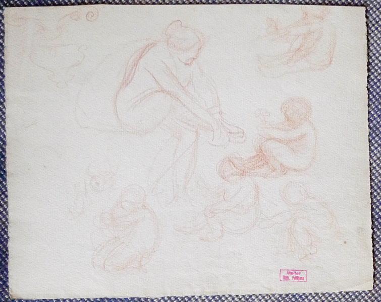 Etude à 6 personnages (Fleur au revers), Hippolyte Petitjean, 4e quart 19e siècle, 1er quart 20e siècle