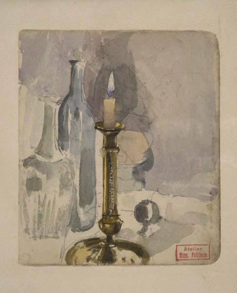 Le Soir (cat Centenaire) ; Nature morte au bougeoir (cat Centenaire) - ex libris, Hippolyte Petitjean, 1870