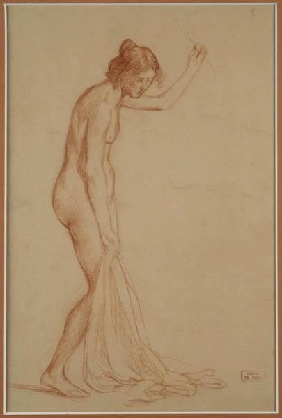 Nu au drapé, Hippolyte Petitjean, 4e quart 19e siècle, 1ère moitié 20e siècle