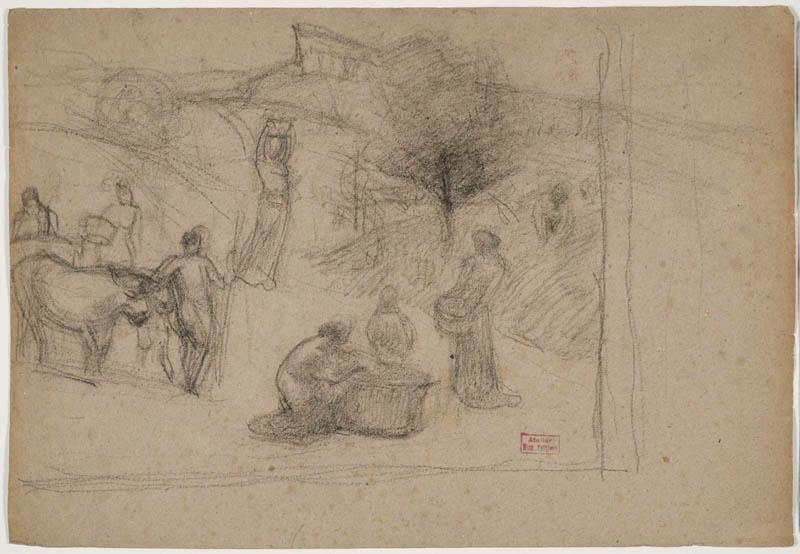 Vendanges à Solutré (recto) ; Femme avec un livre sur les genoux (verso.), Hippolyte Petitjean, 1907,1926 /08 /29