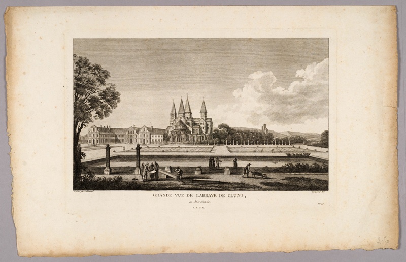 Grande vue de l'Abbaye de Cluni, en Maconnois., François-Denis Née, 2e moitié 18e siècle, 1ère moitié 19e siècle