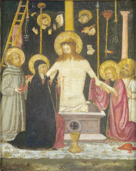 Le Christ de Pitié entouré de la Vierge, saint Jean, saint Antoine de Padoue et saint Jérôme, Neri Di Bicci, 15e siècle