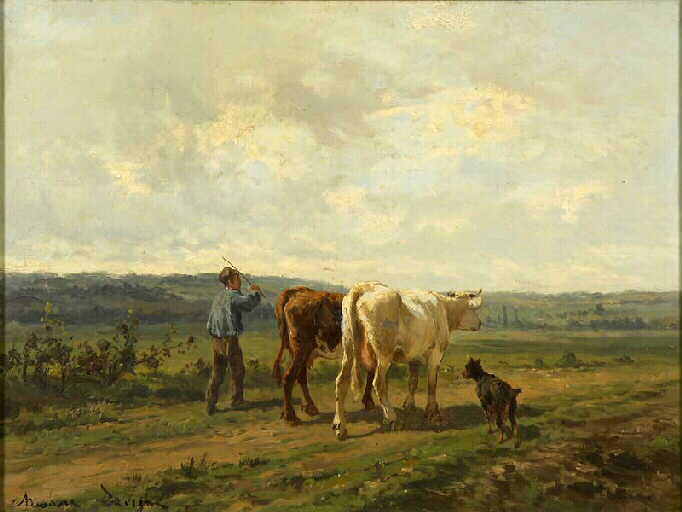 Le Départ pour le pâturage, Théodore Levigne, 1890 vers