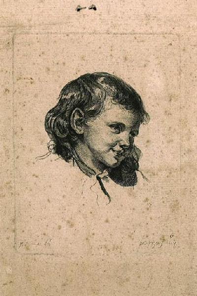 Tête de jeune enfant (Figure dans le paralytique Cahier A de têtes de différents caractères, planche 6), Jean-Baptiste Greuze, 2e moitié 18e siècle