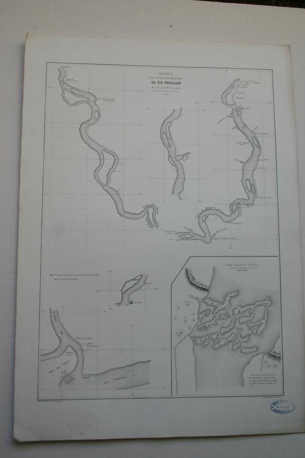 Fragmens dune carte hydrographique du Rio Paraguay dressée par Mr A. Leverger. Officier de la Marine Brésilienne (inédite). Grande Cataracte du Rio Parana daprès une reconnaissance des commissaires Hispano-Portugais (planche de l'Atlas du Paraguay de 1860. 1ère livraison)._1