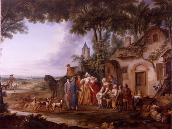 La visite à la ferme, Louis Joseph Watteau, 4e quart 18e siècle