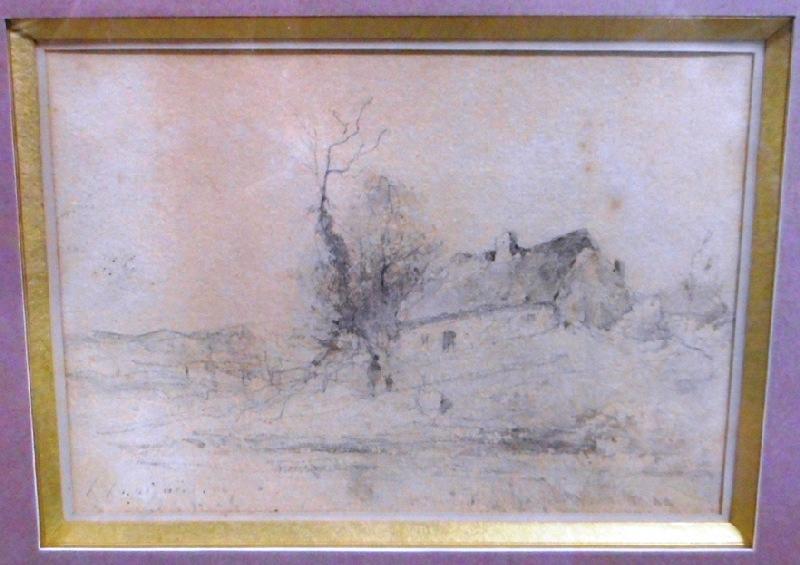 Paysage, maisonnette auprès d'une mare, Henri Harpignies, 1863
