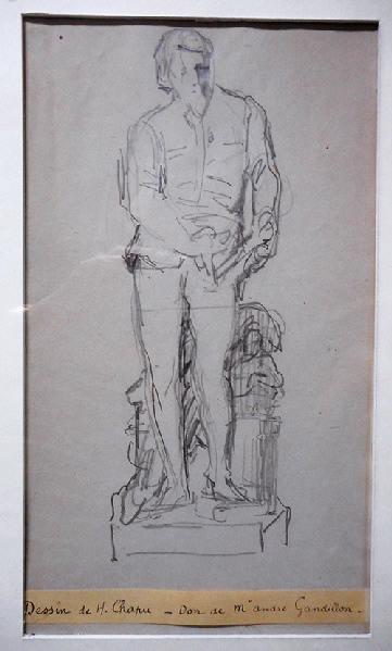 Dessin de la statue de Jean Cousin, Henri Michel Antoine Chapu, 19e siècle