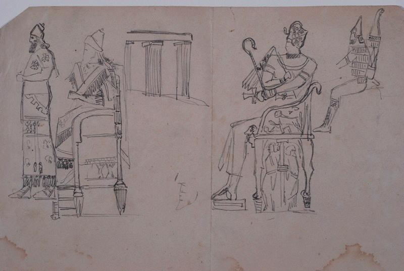 Pharaon et personnages orientaux, Emile Edmond Peynot, 20e siècle