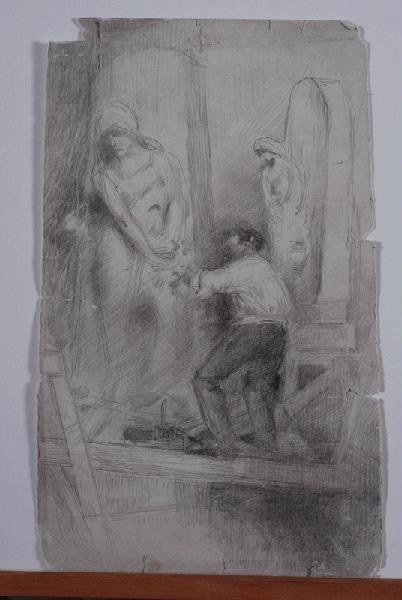 Peynot sculptant, Emile Edmond Peynot, 20e siècle