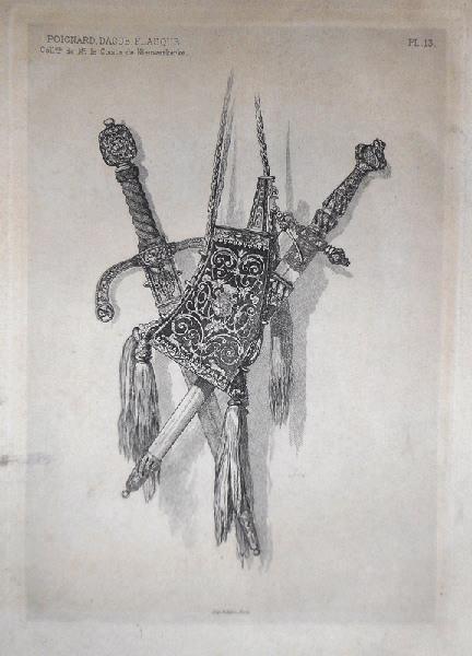 Poignard, dague, flasque, Edouard Lievre, 19e siècle