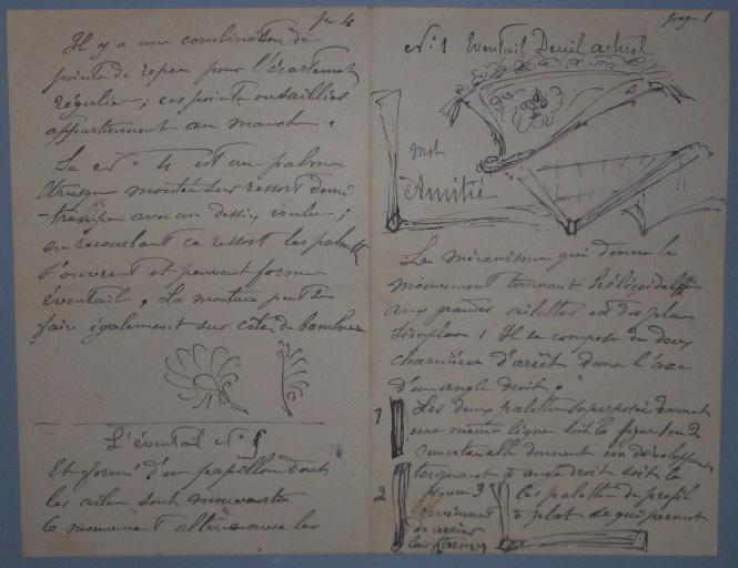 Petit livret de 4 pages décrivant différents types d'éventails., Louis Kley, 2e moitié 19e siècle