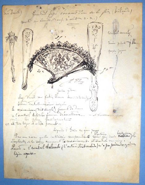 Un éventail et sa description, Louis Kley, 2e moitié 19e siècle